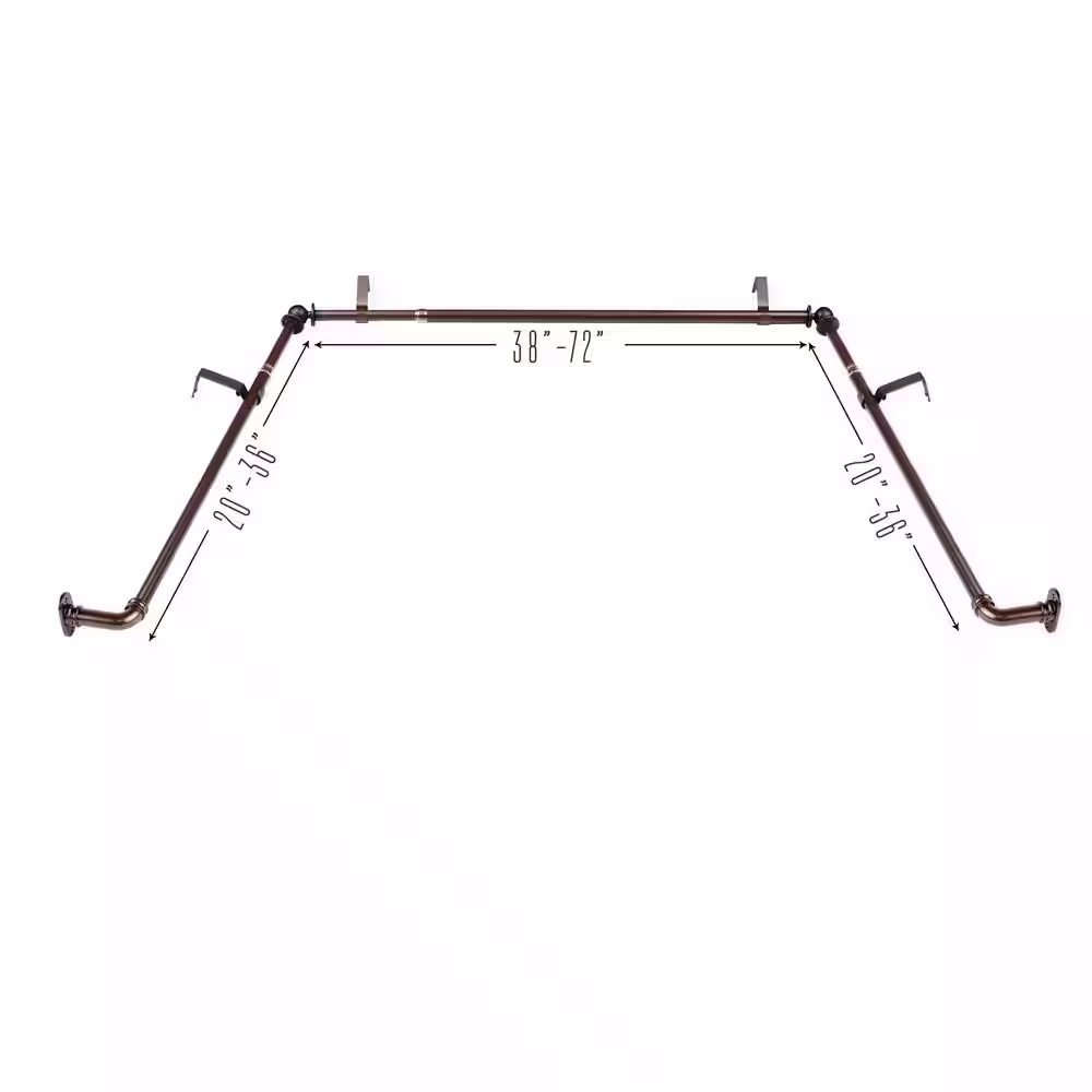 EMOH 5/8 inch Double Blackout Bay Window Curtain Rod 20