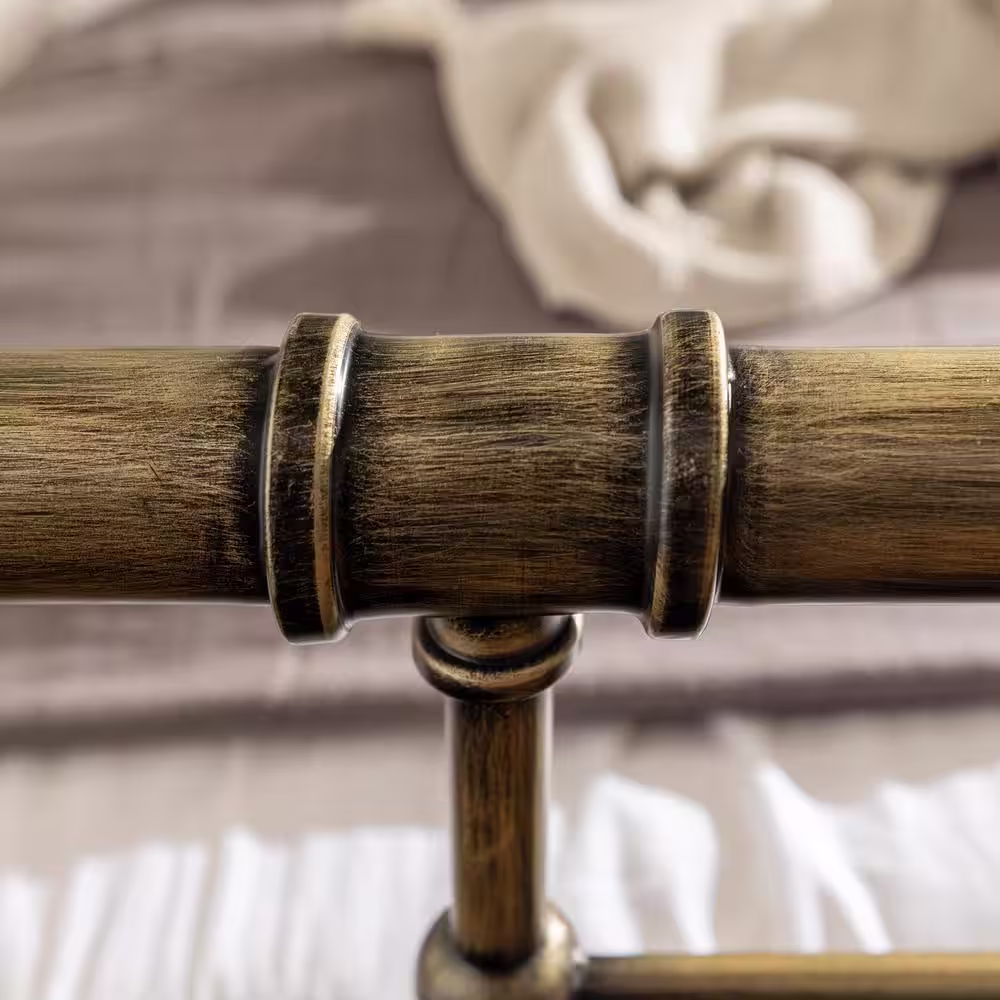 Walker Edison Furniture Company Rustic Bohemian Metal Pipe Queen Bed-Antique Bronze