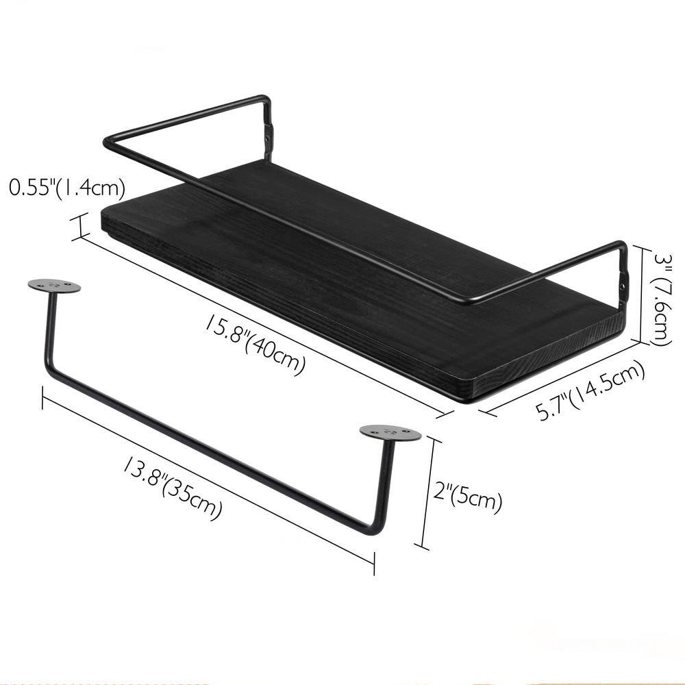 None 15.8 in. W x 5.7 in. D Floating Shelves Bathroom with Removable Towel Rack Decorative Wall Shelf