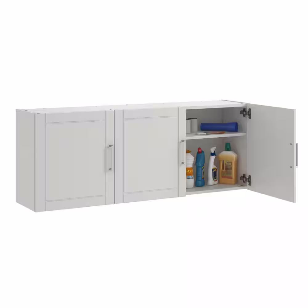 Ameriwood Home Particle Board 2-Shelf Wall Mounted Garage Cabinet in White (54 in W x 20 in H x 12 in D)