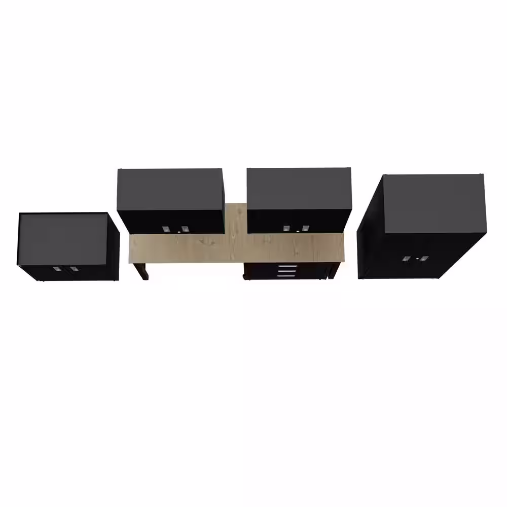 Manhattan Comfort Fortress 102.7 in. W x 74.8 in. H x 18.2 in. D Steel Garage Storage System in Charcoal Grey (6-Piece)