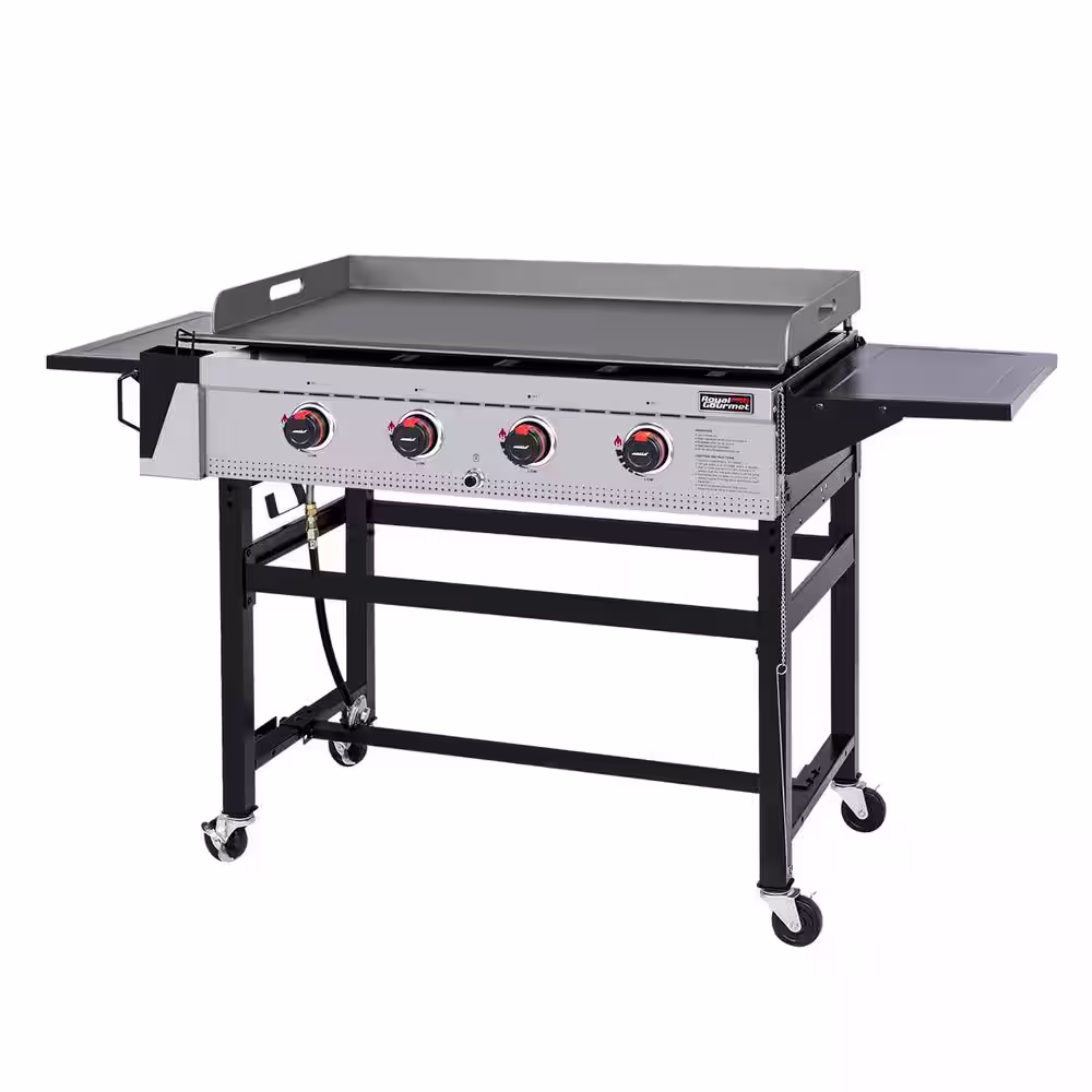 Royal Gourmet 36 in. 4-Burner Flat Top Gas Grill Griddle Liquid Propane Outdoor Griddle Station, 52,000 BTU in Black