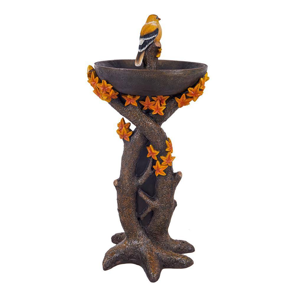 Evergreen Maple Tree Resin Birdbath