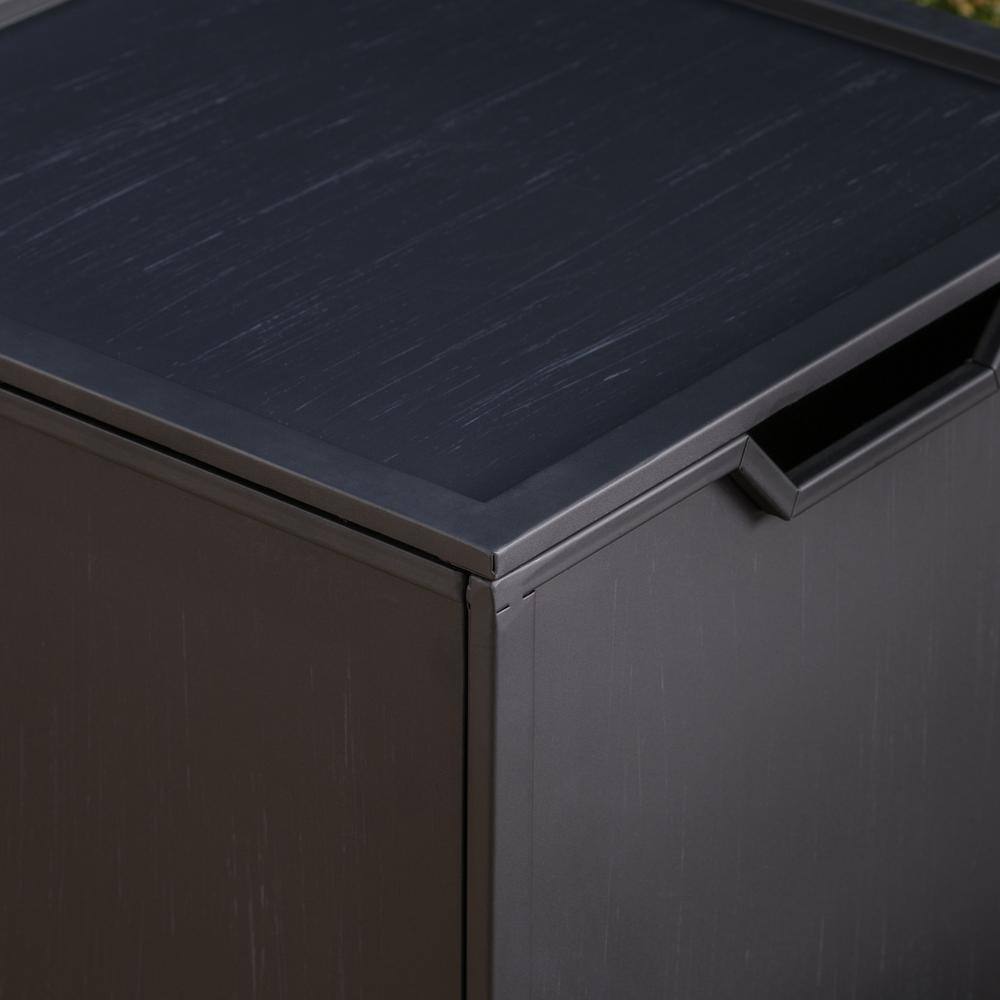 Noble House Abdullah 40 in. x 13.5 in. Square Iron Propane Fire Pit with Tank Holder