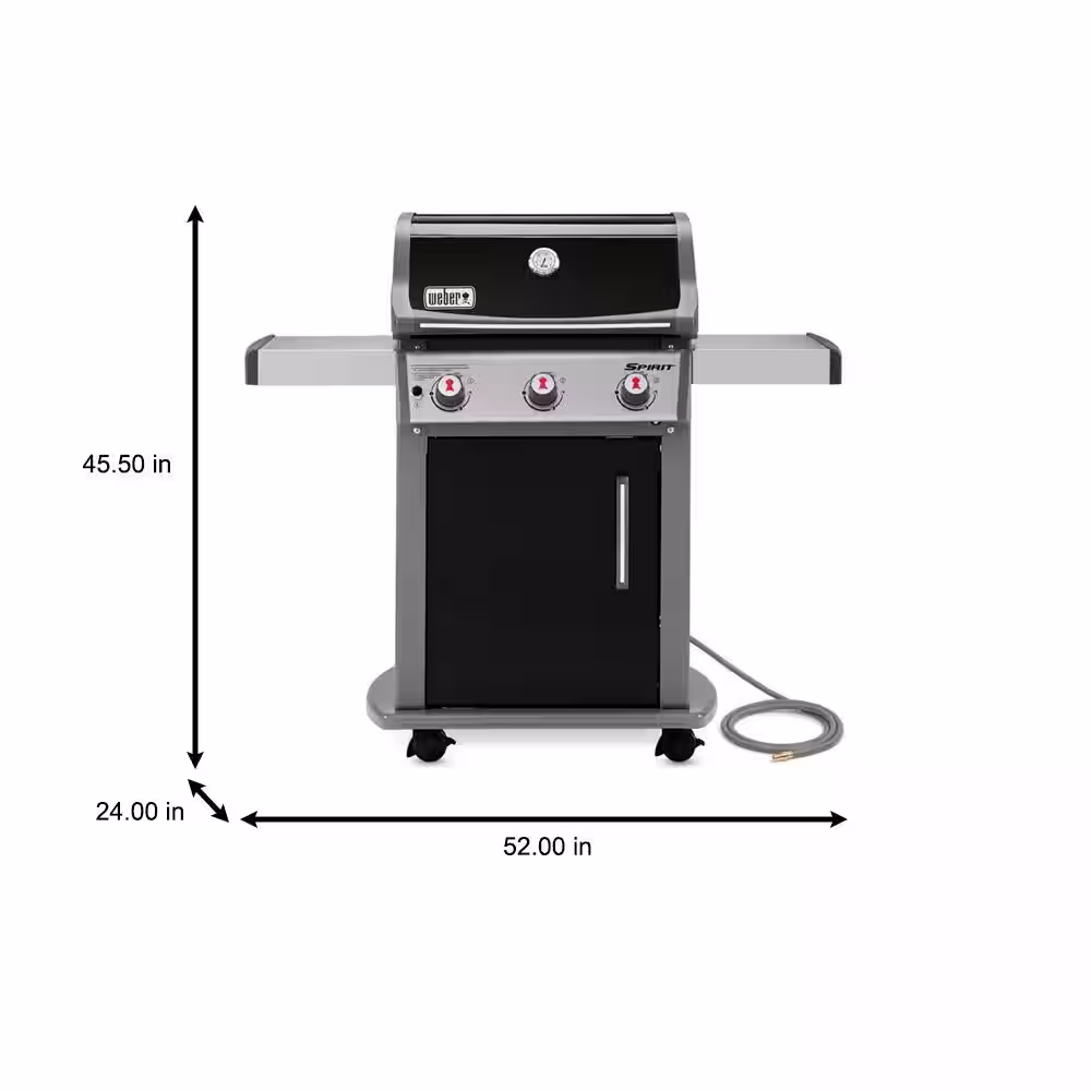 Weber Spirit E-310 3-Burner Natural Gas Grill in Black with Built-In Thermometer