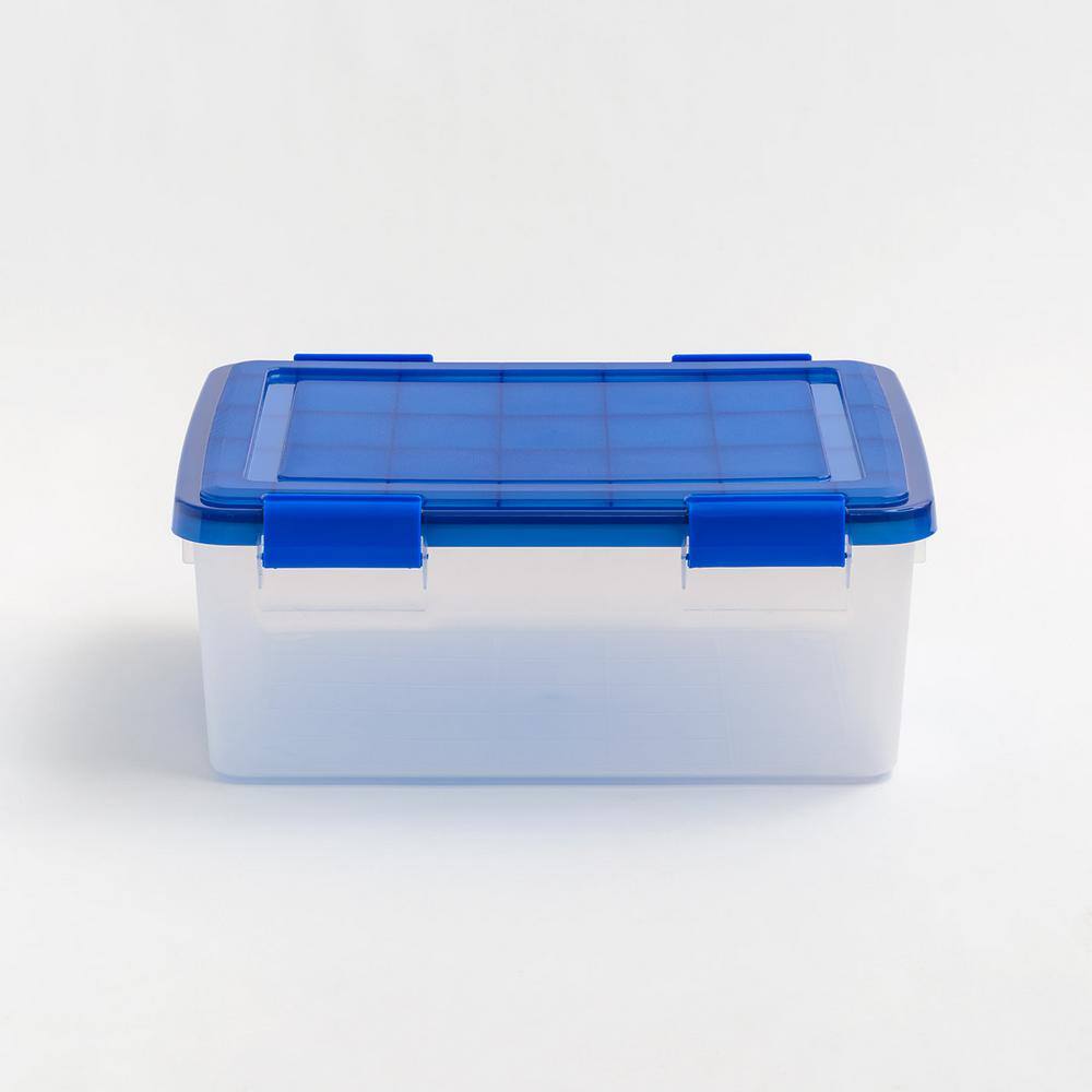IRIS 7.5 Gal. WeatherPro Clear Plastic Storage Box with Blue Lid (4-Pack)