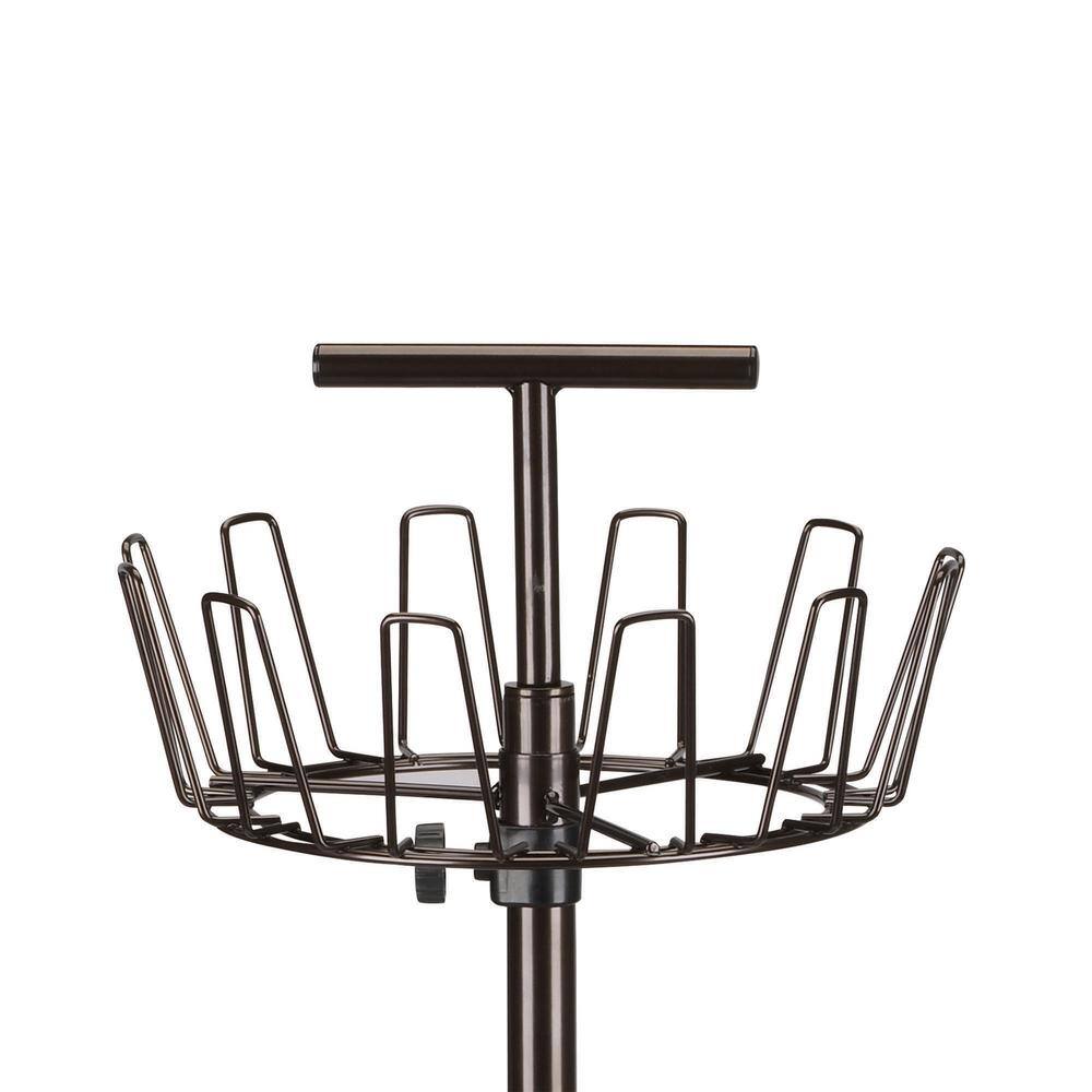 HOUSEHOLD ESSENTIALS 52.75 in. H x 12 in. W, 24-Pair, 4-Tier Metal, Revolving Shoe Rack in Bronze