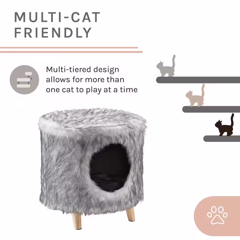 Sam's Pets Pufak 16 in. Gray Cat Tree Cylinder