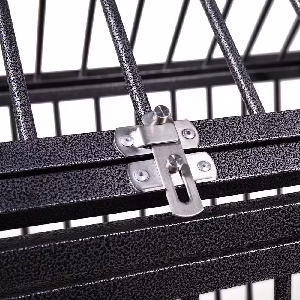 None Heavy-Duty Metal Dog Kennel with 4 Wheels