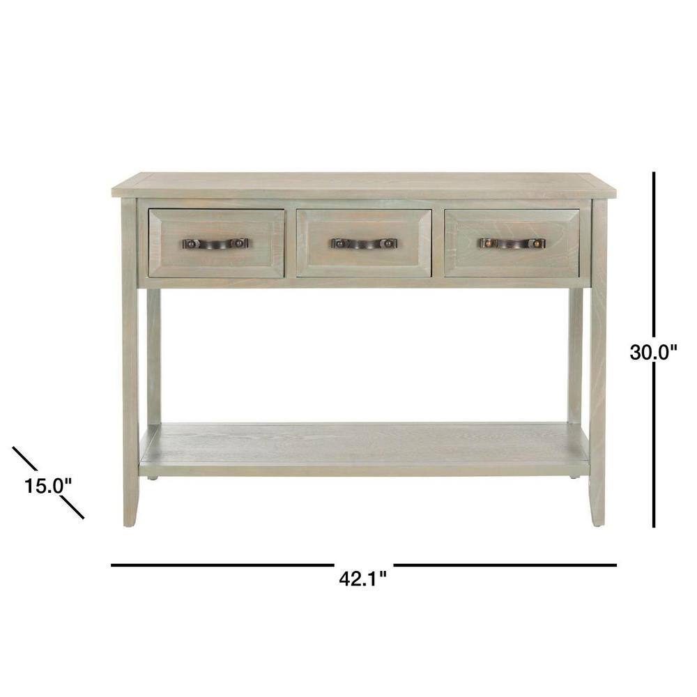 SAFAVIEH Aiden 43 in. 3-Drawer Gray Wood Console Table