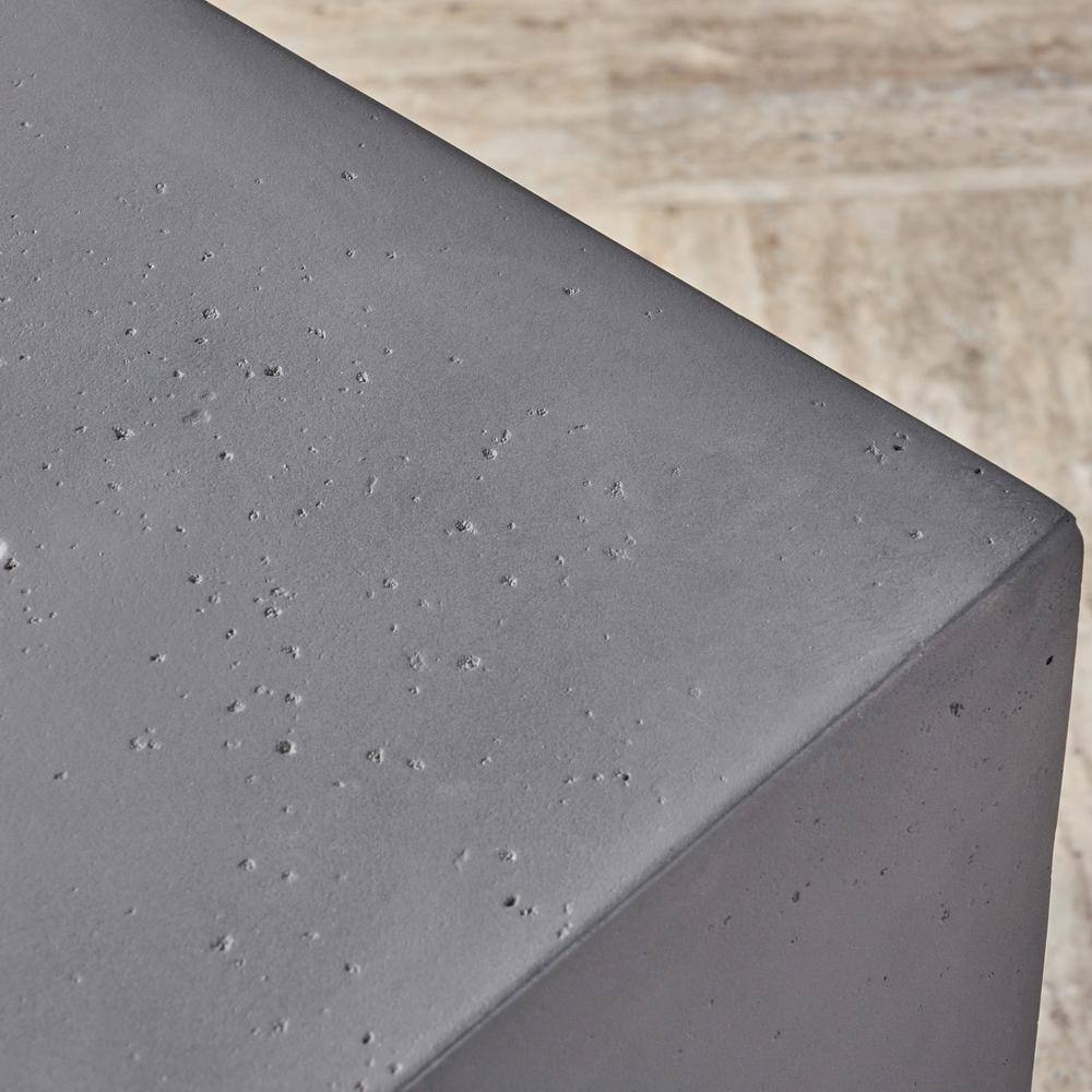 Noble House Zachary 31 in. x 24.5 in. Square Concrete Propane Fire Pit in Dark Gray