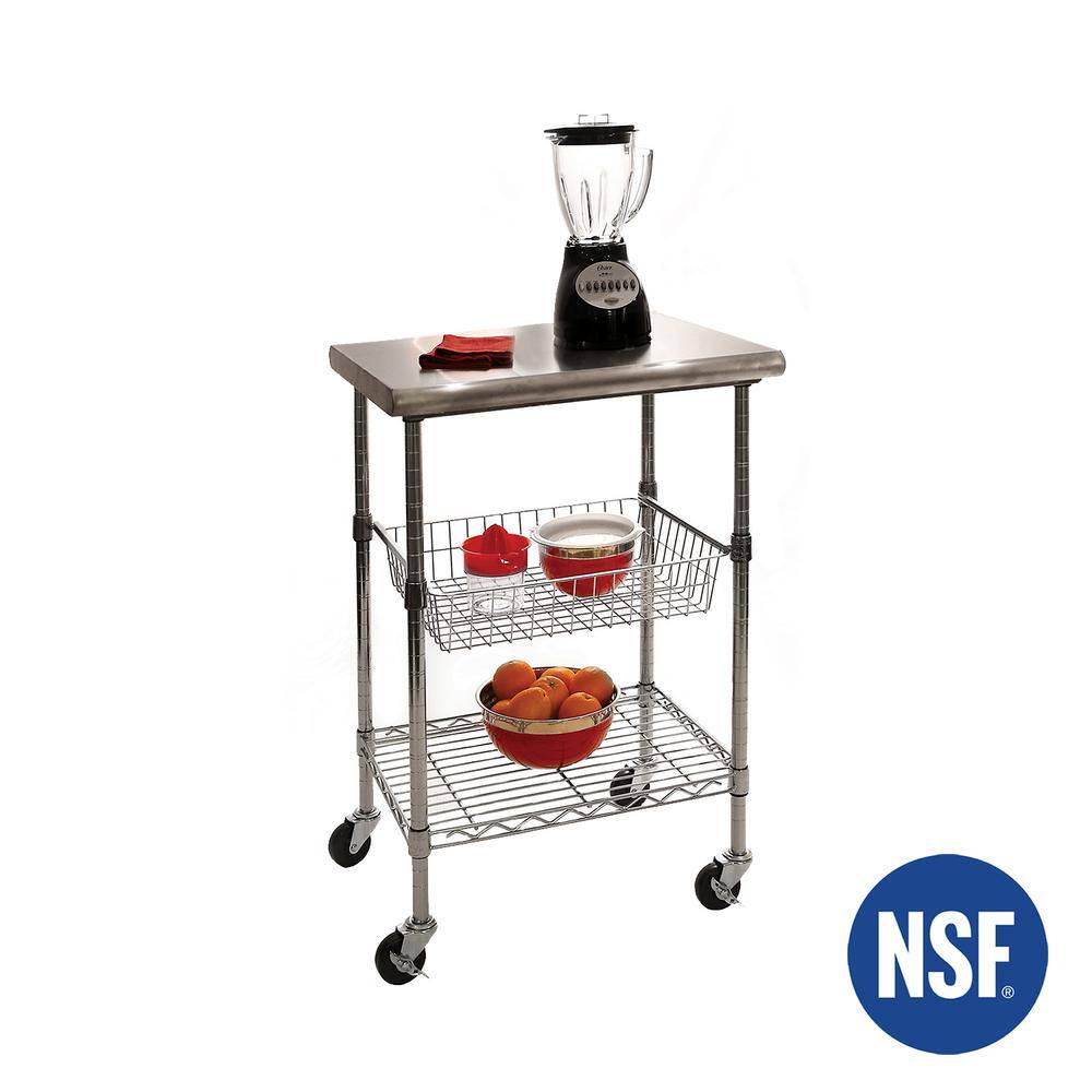 Seville Classics Stainless Steel Kitchen Cart with Basket