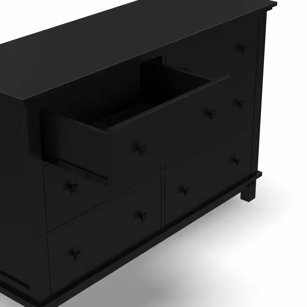 HOMESTYLES Oak Park 6-Drawer Black Dresser 36 in. H x 18 in. D x 54.5 in. W