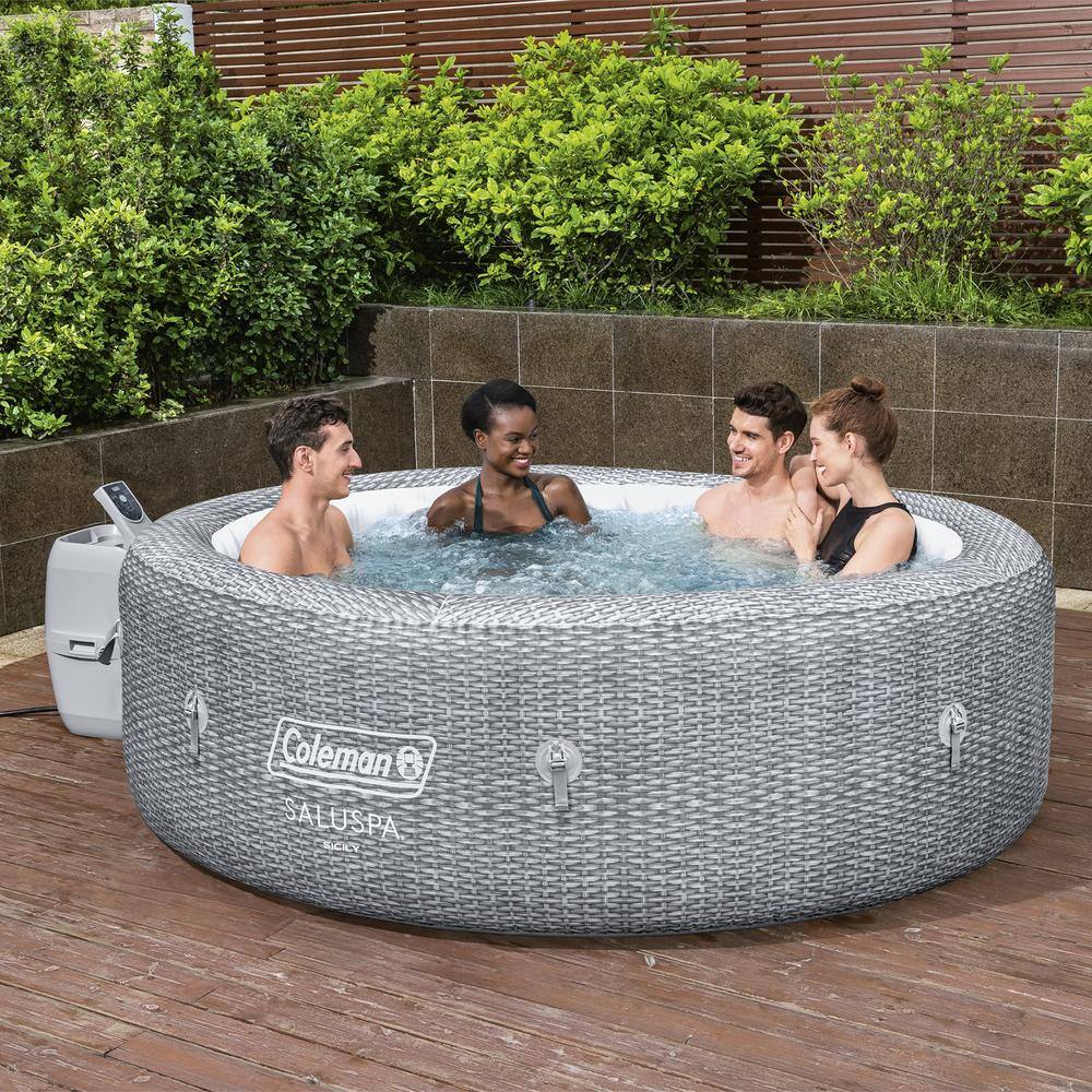 Coleman Sicily SaluSpa 7-Person 180-AirJet Inflatable Hot Tub Spa, Gray