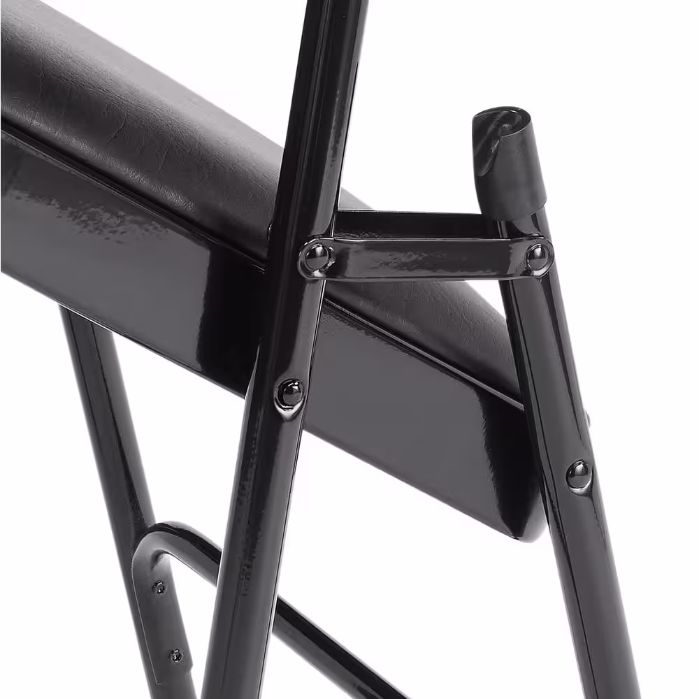 National Public Seating Black Vinyl Padded Seat Stackable Folding Chair (Set of 4)