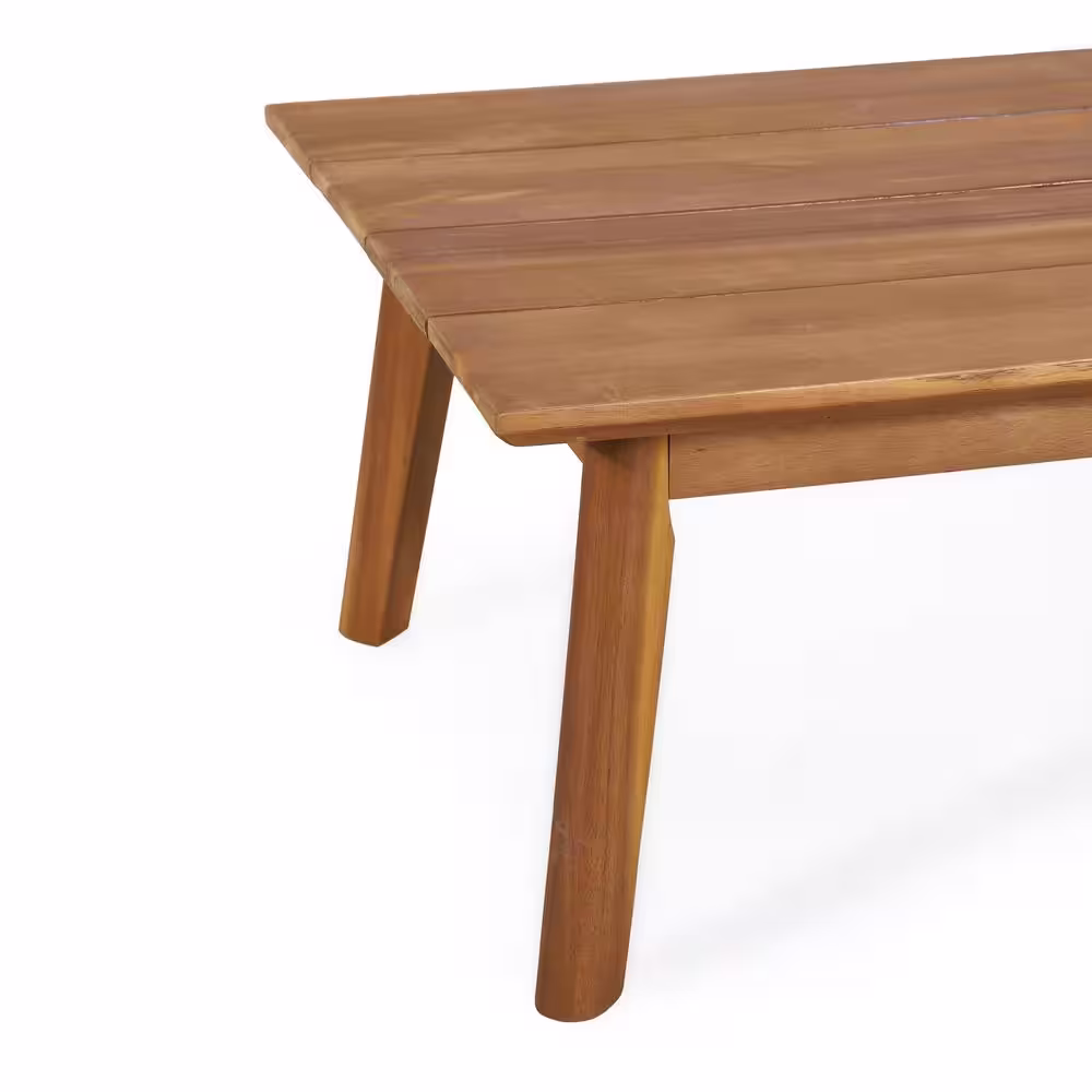 Noble House Varva Teak Brown 2-Piece Wood Patio Conversation Set with White Cushions