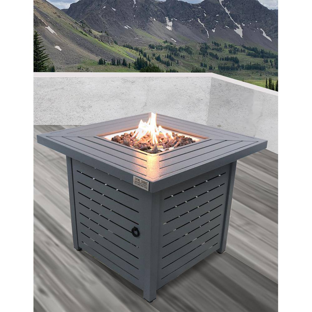 None Steel Propane Natural Gas Fire Pit Table in Grey