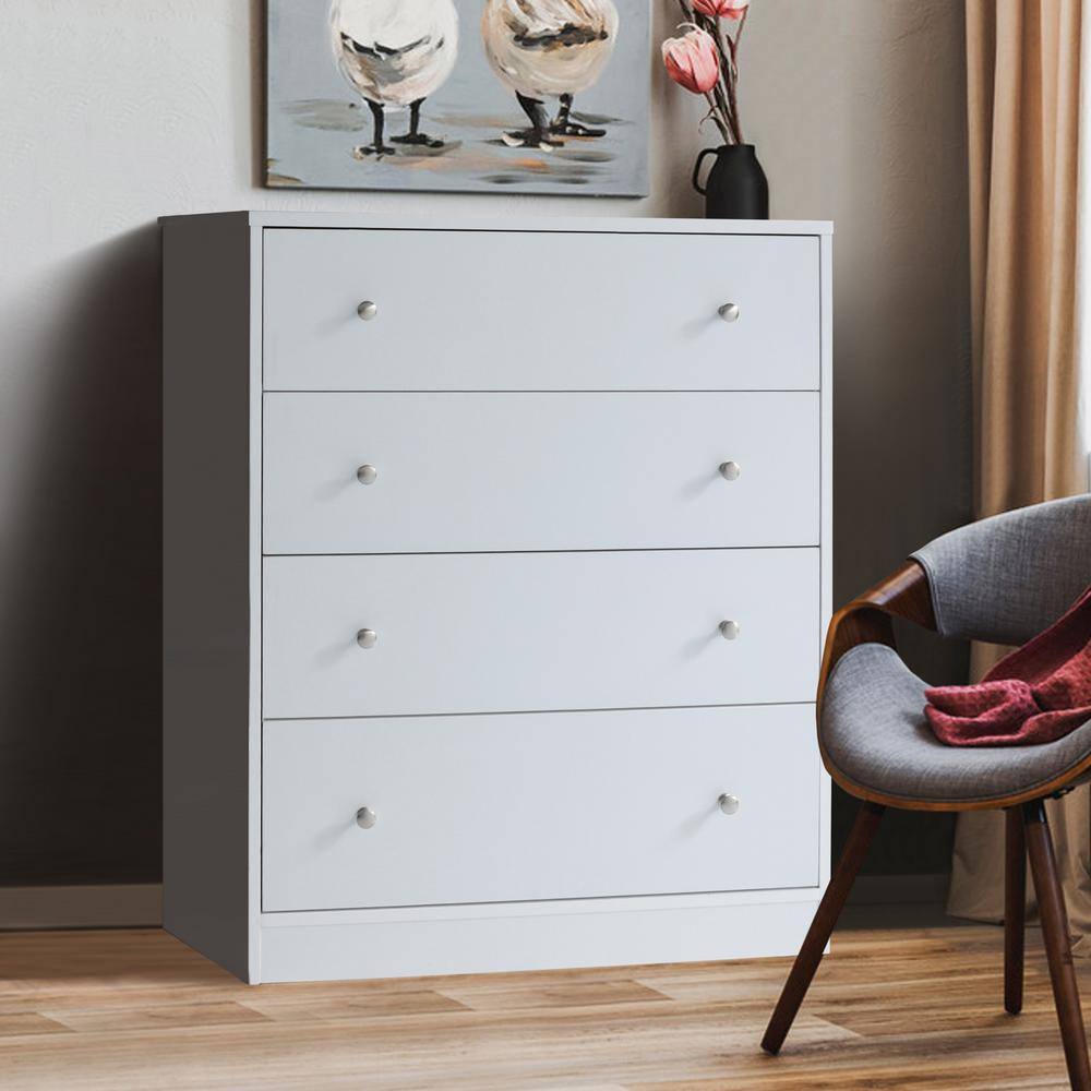 VEIKOUS 4-Drawer White Chest of Drawers Dresser with Large Drawer 37.4 in. H x 15.7 in. W x 29.9 in. L