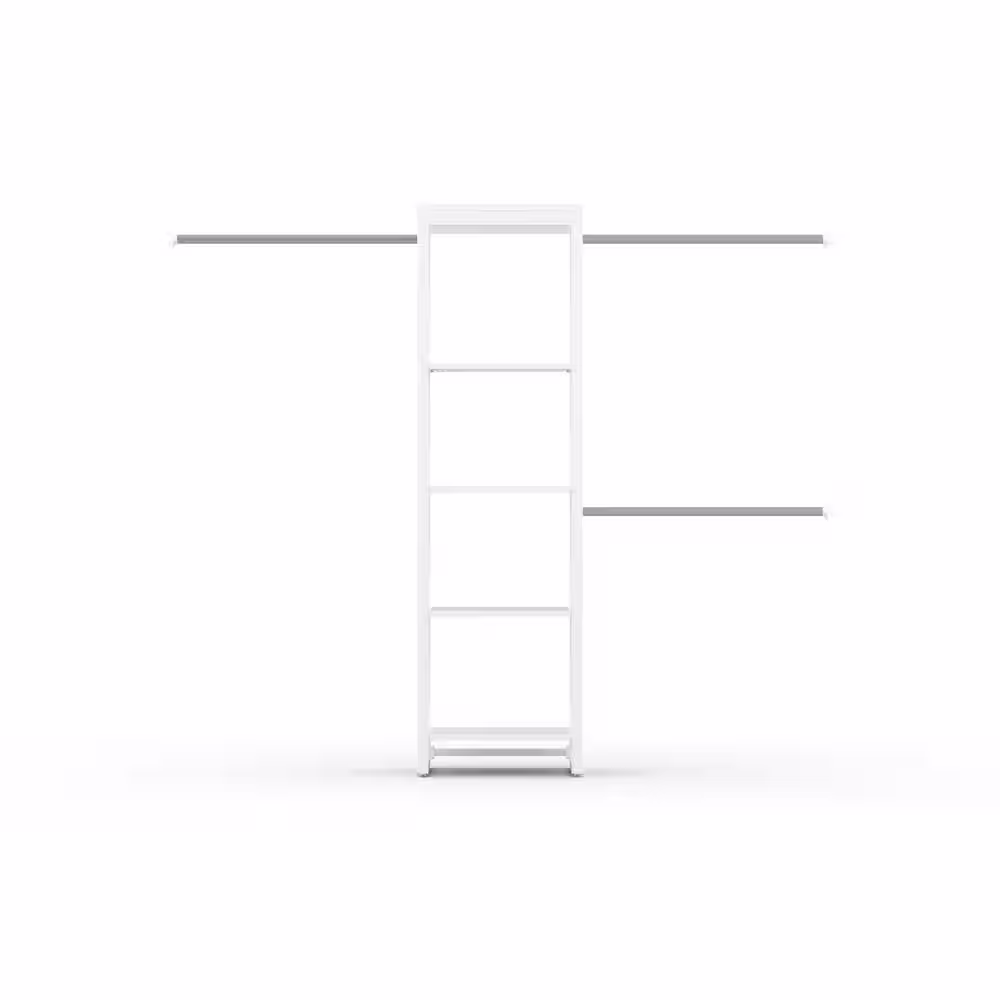 CLOSETS By LIBERTY 48 in. W to 92 in. W White Closet Shelf Tower with Rod Extensions Wood Closet System