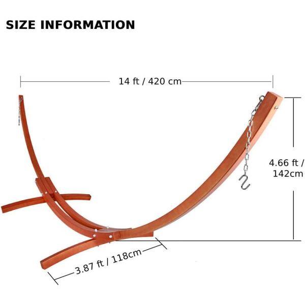 None 14 ft. Wooden Arc Hammock Stand Only in Yellow Amber