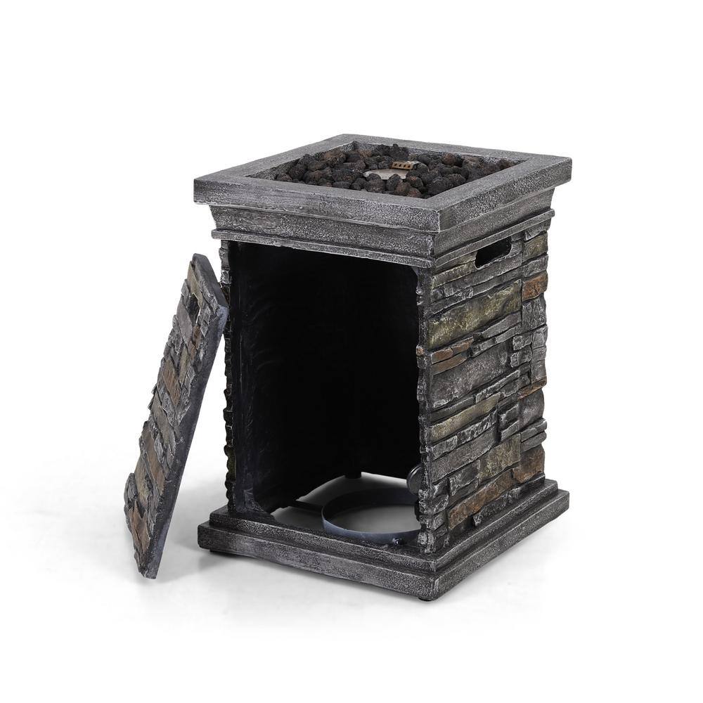 None 17.72 in. W x 24.8 in. H Square Propane Fire Pit with Special TerraFab Material Like Stone