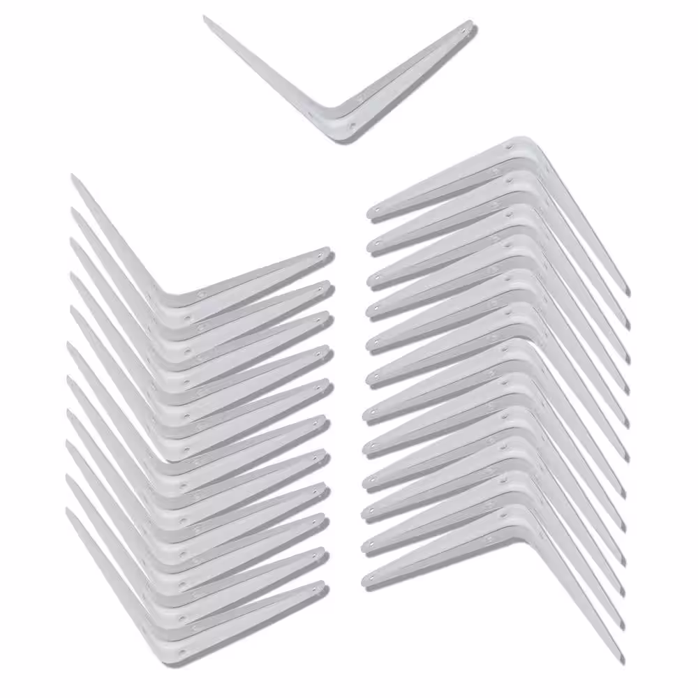GRIP TIGHT TOOLS 5 in. x 6 in. White Steel Shelf Bracket (24-Pack)
