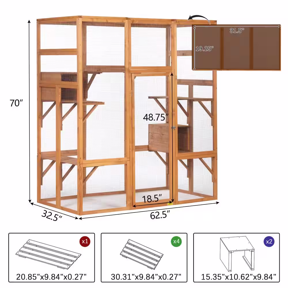 COZIWOW Large Wooden Cat House Catio Enclosure
