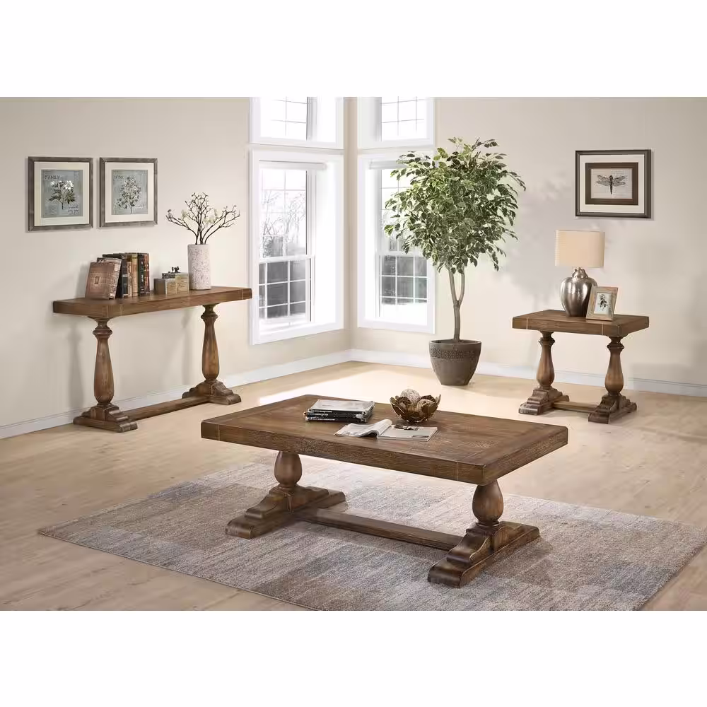 None Amy 50 in. Driftwood Rectangle Solid Wood Console Table