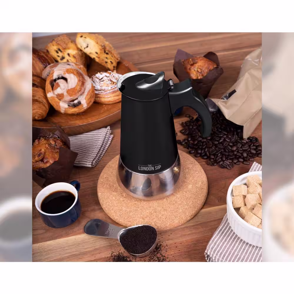 The London Sip 3-Cup, Matte Black London Sip Stovetop Espresso Maker