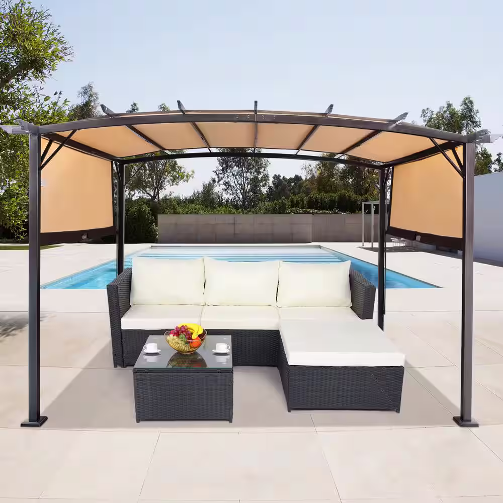 None BBQ 11.5 ft. W x 9.2 ft. D Metal Patio Gazebo