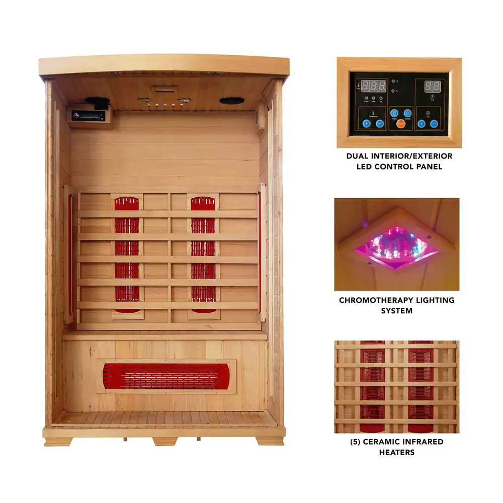 Radiant Sauna 2-Person Hemlock Infrared Sauna with 5 Ceramic Heaters