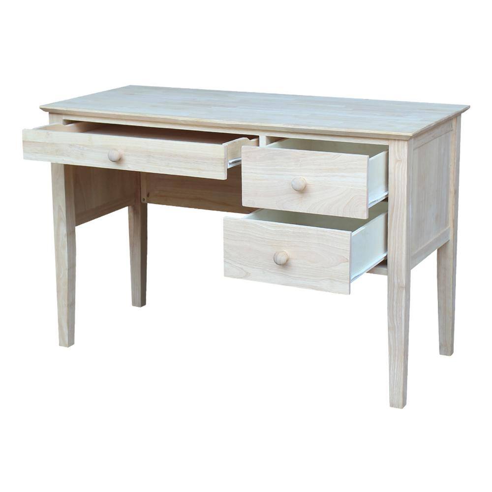 International Concepts Unfinished Solid Wood 46 in. W 3-Drawer Brooklyn Desk