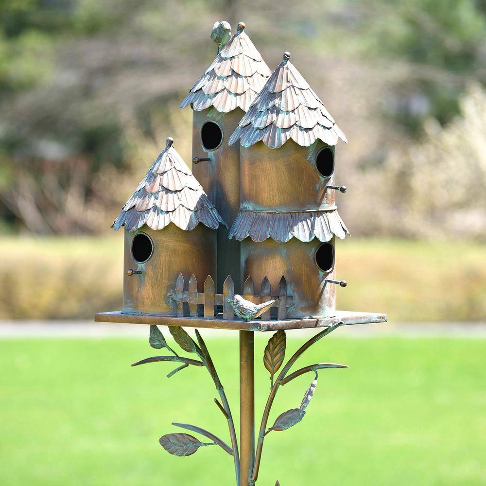 None 76.75 in. Tall Country Style Multi-Home Iron Birdhouse Stake Pipersville