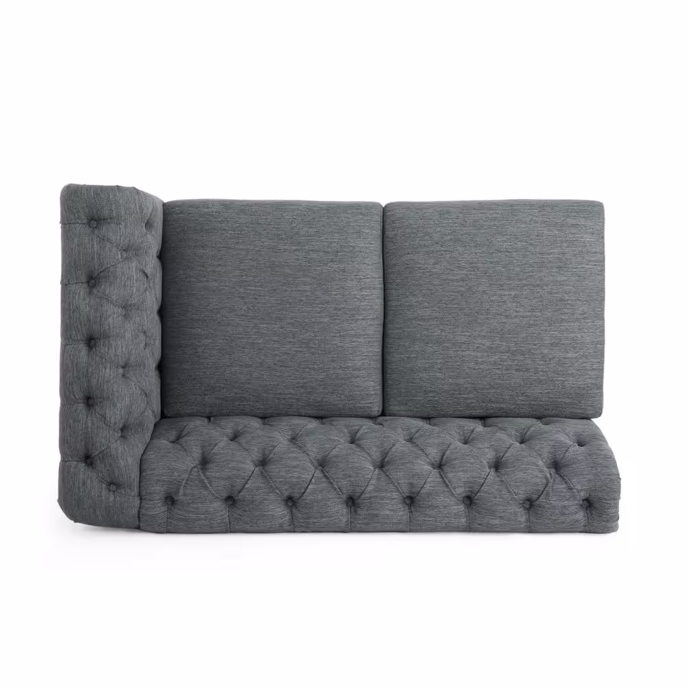 Noble House Petes 87.75 in. 3-Piece Polyester Gray and Dark Brown Sectional
