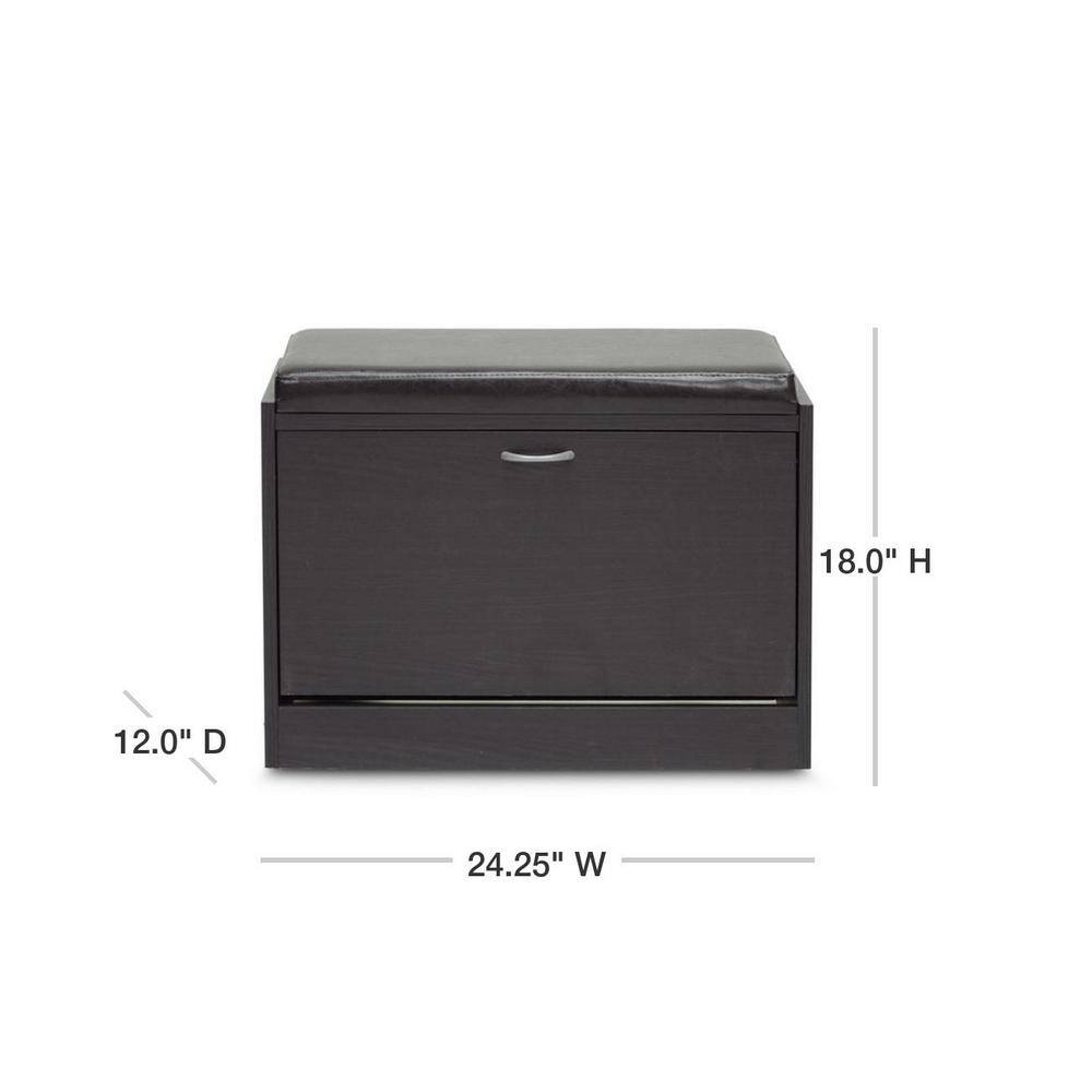 Baxton Studio 18 in. H 1-Pair 1-Tier Brown Wood Shoe Rack