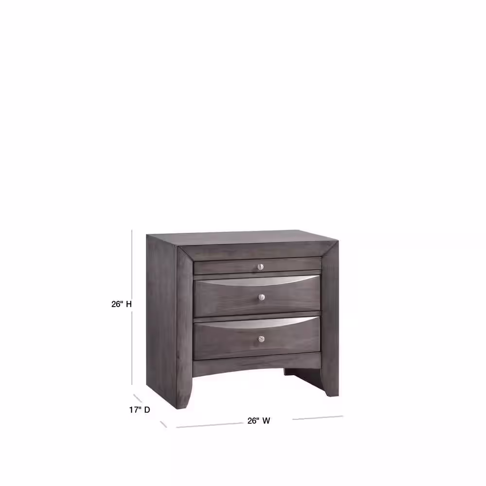None Madison 2-Drawer Gray Nightstand