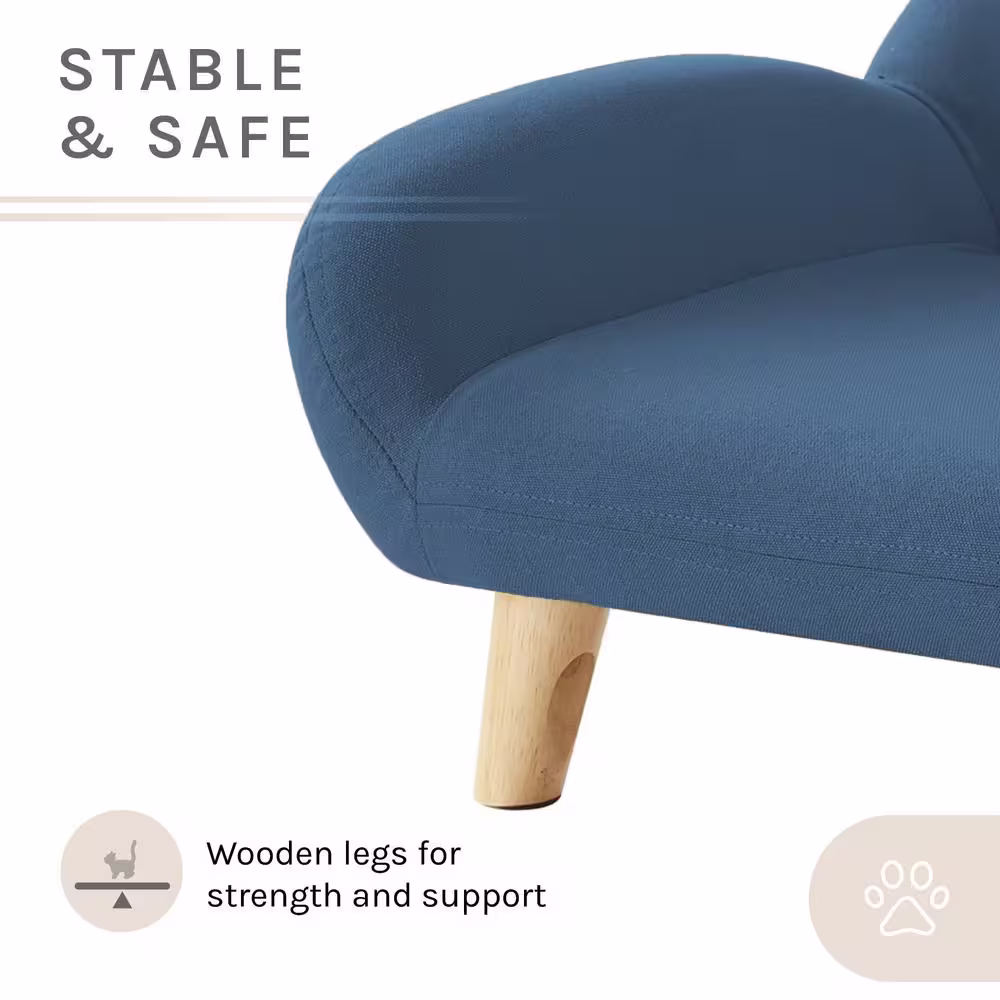 None Akkeri Medium Blue Fabric Cat Couch