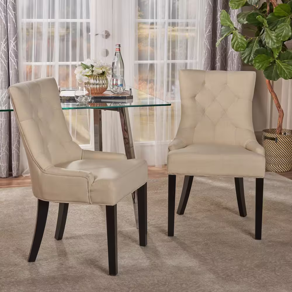 Noble House Hayden Beige Upholstered Dining Chairs (Set of 2)