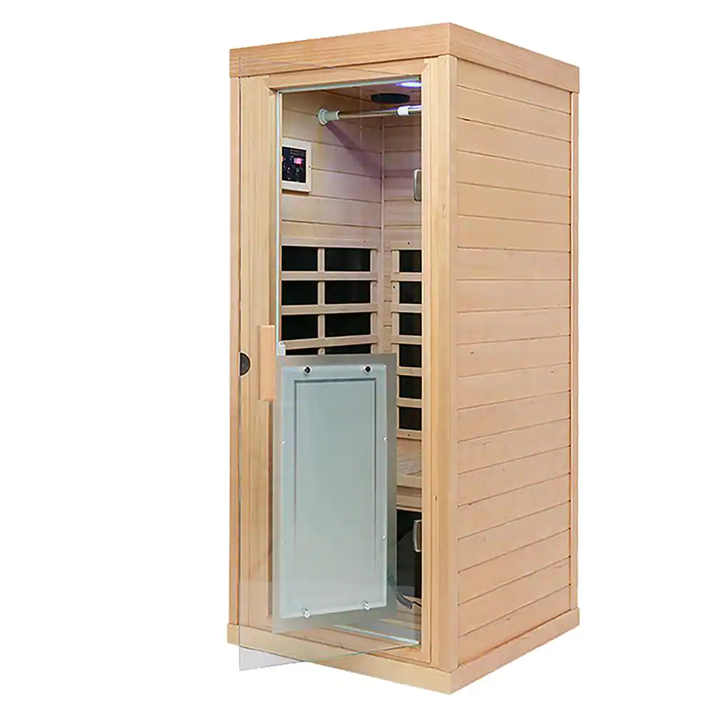 None 1-Person Sauna with 6 Carbon Far Infrared Heating Plate, Bluetooth, and Button Control