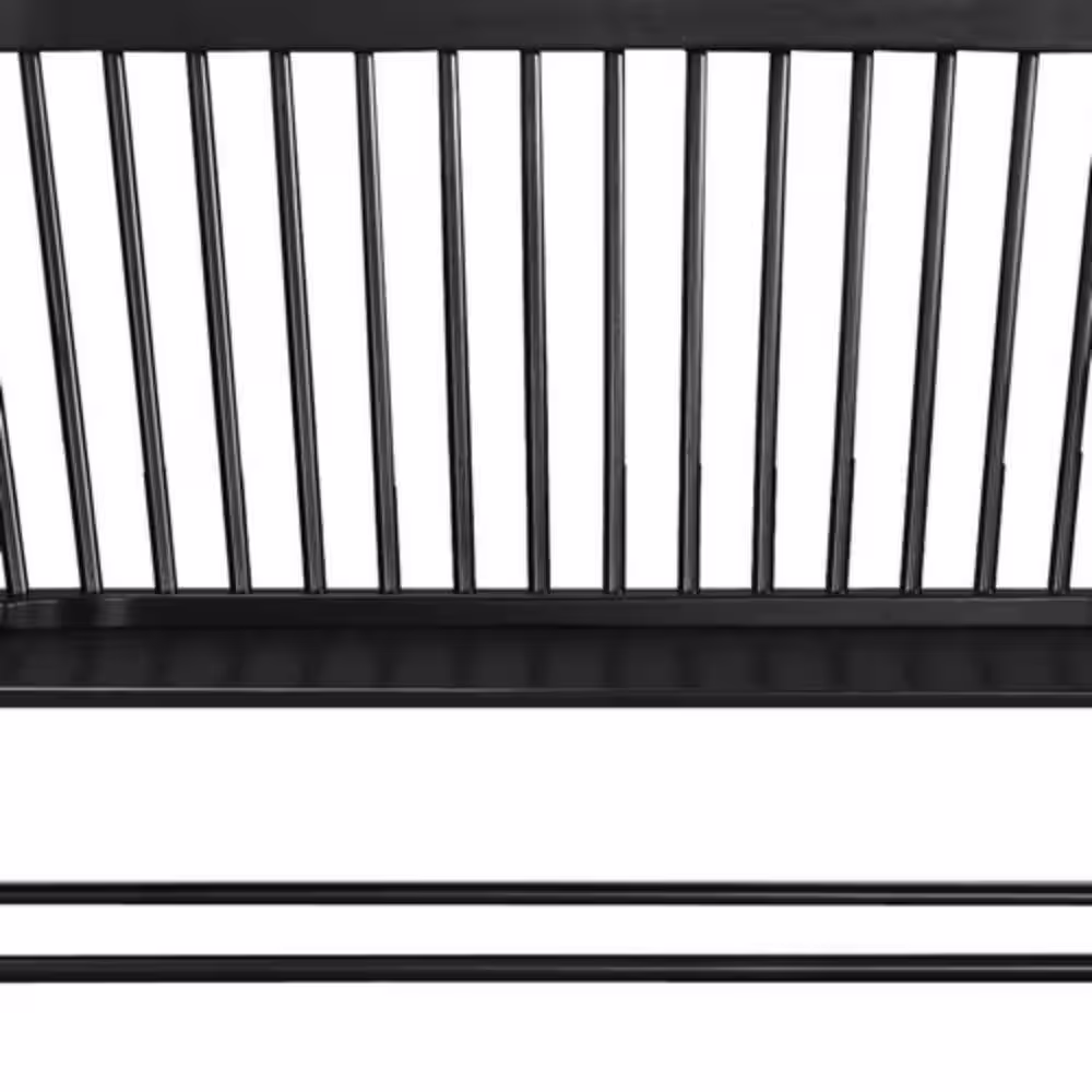 Benjara Transitional Style Black Curved Design Spindle Back Bench with Splayed Legs 48 in. L x 19 in.W x 36 in.H