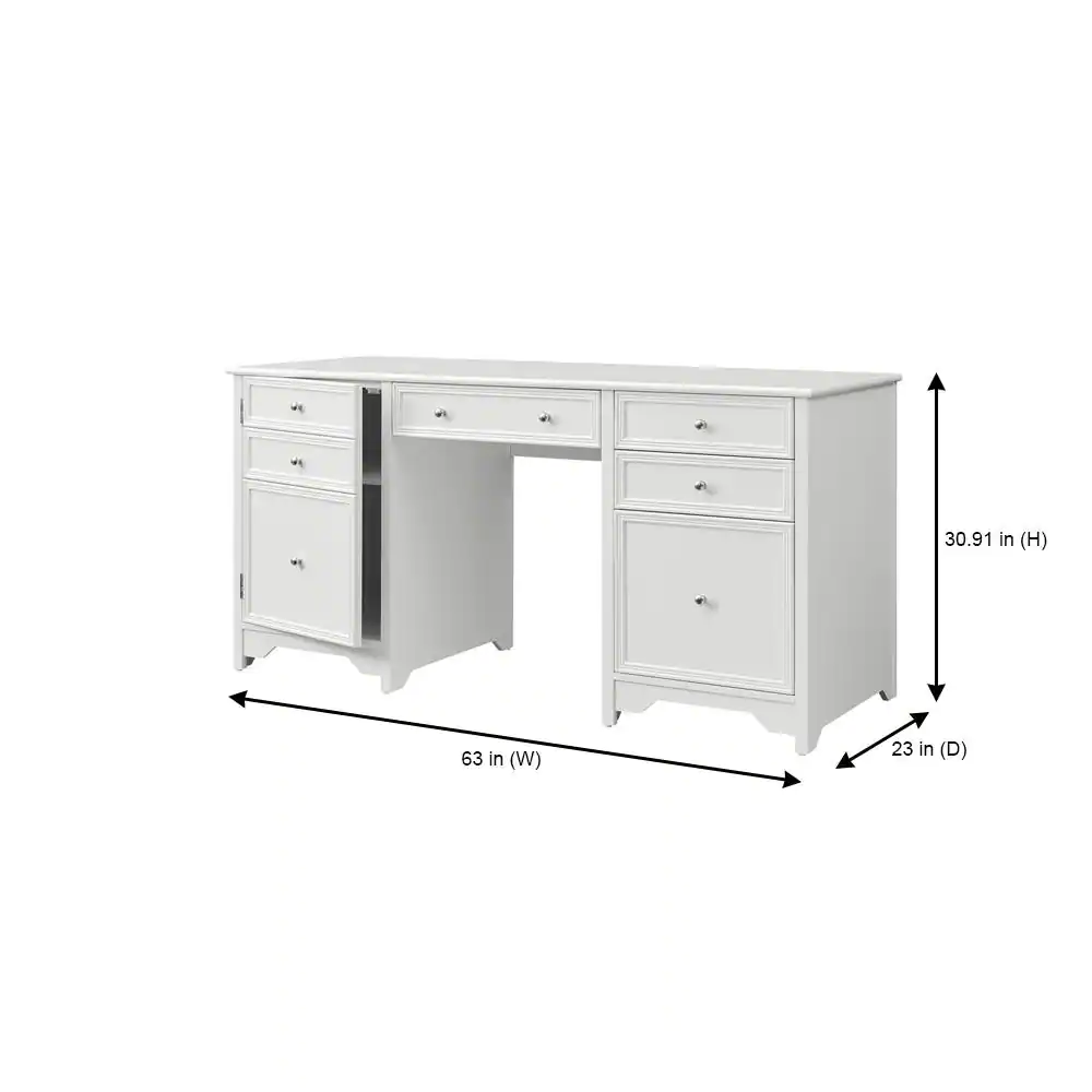 Home Decorators Collection Bradstone 63 in. White Executive Desk