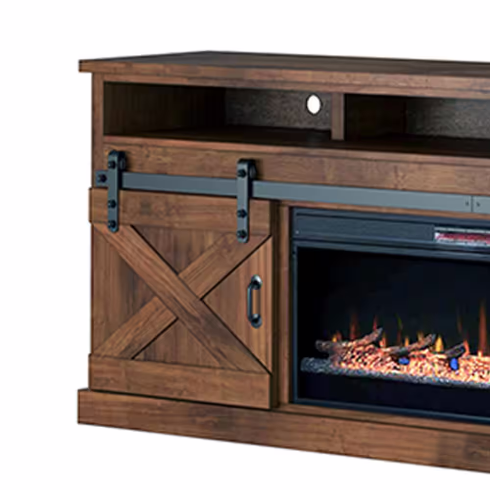 Bridgevine Home 93 in. Fully Assembled Brown TV Stand, Fits TV's up to 85 in.