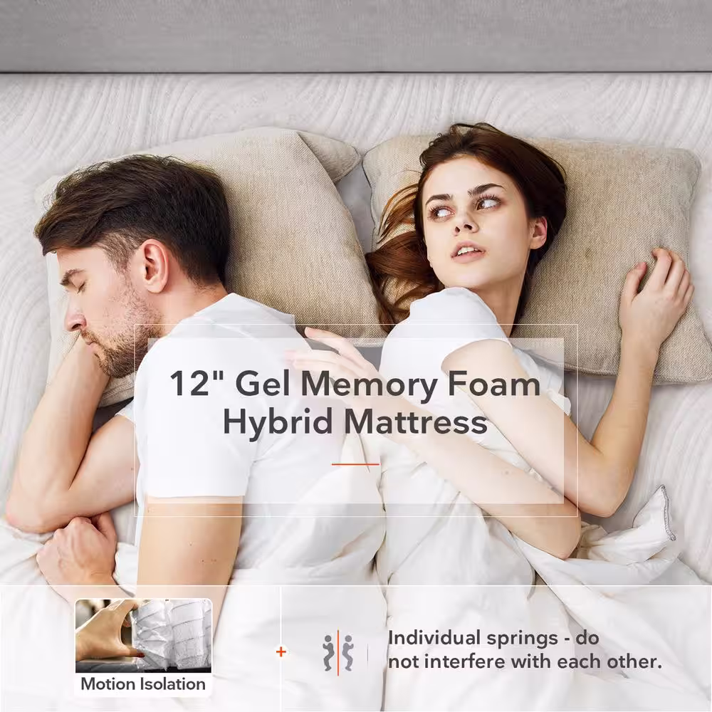 Sweetnight 12 in. Medium Hybrid Tight Top Pocket Spring Queen Mattress, Adjustable Sleep Feelings