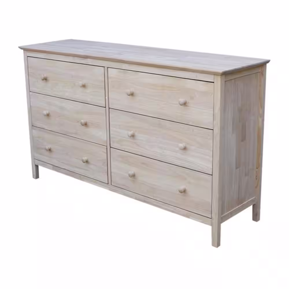 International Concepts Brooklyn 6-Drawer Unfinished Wood Dresser