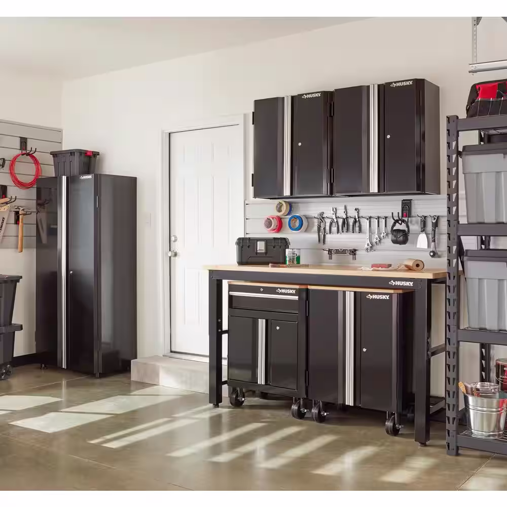 Husky 6-Piece Ready-to-Assemble Steel Garage Storage System in Black (108 in. W x 98 in. H x 24 in. D)