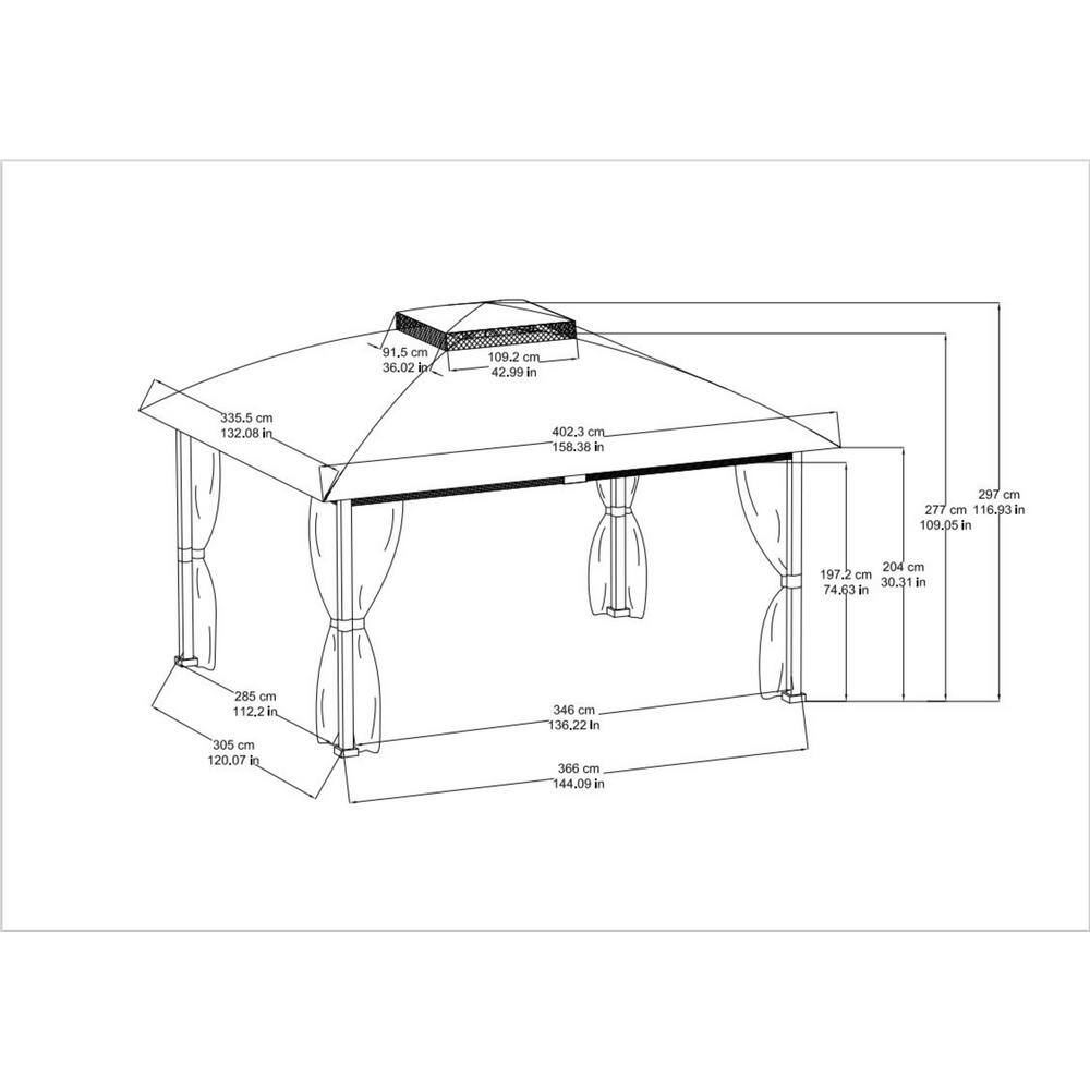 Sunjoy SummerCove Fiona 11 ft. x 13 ft. Gray 2-tier Gazebo