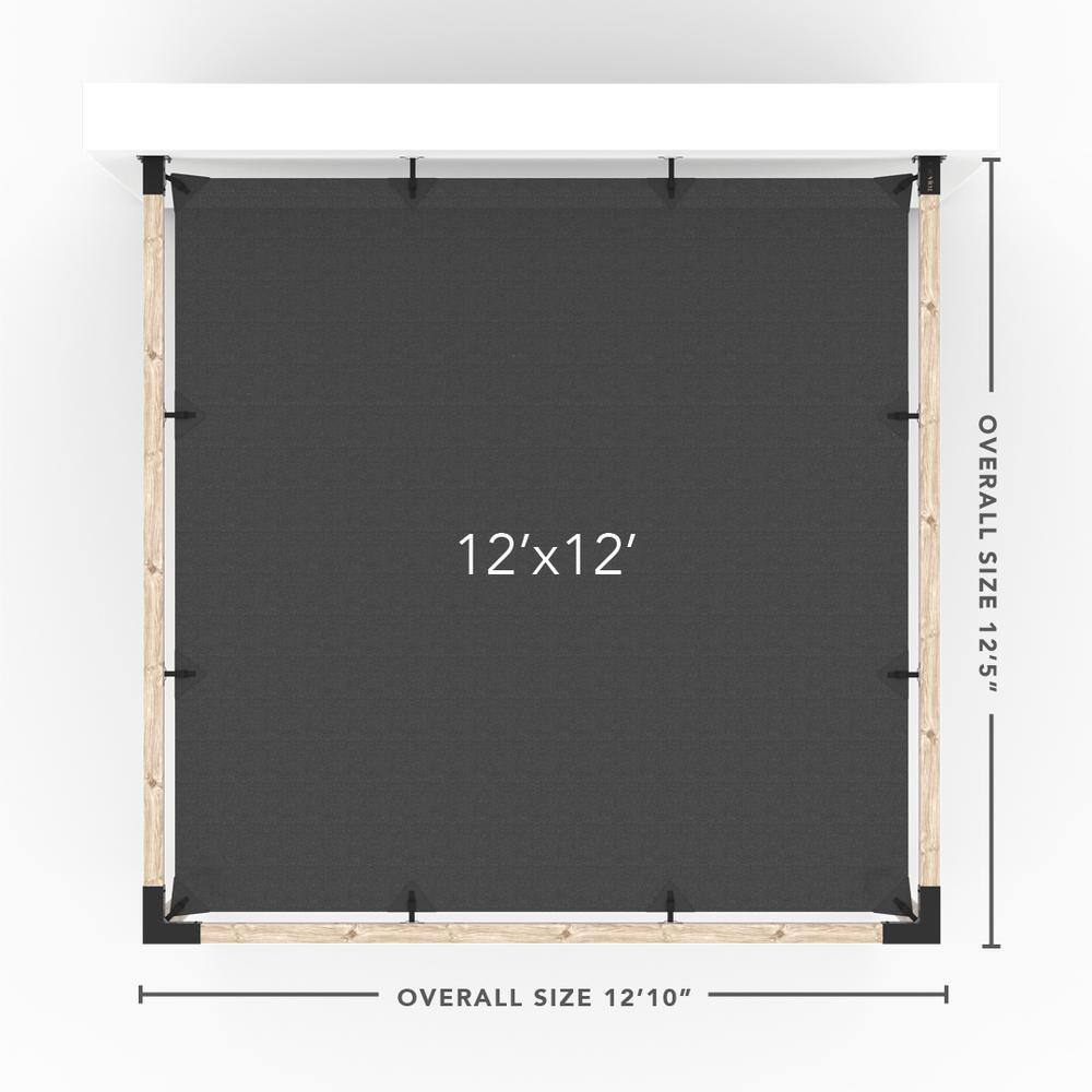 TOJA GRID 12 ft. L x 12 ft. W Wall Mount Pergola Kit with Crimson Shade Sail, for 4x4 Wood