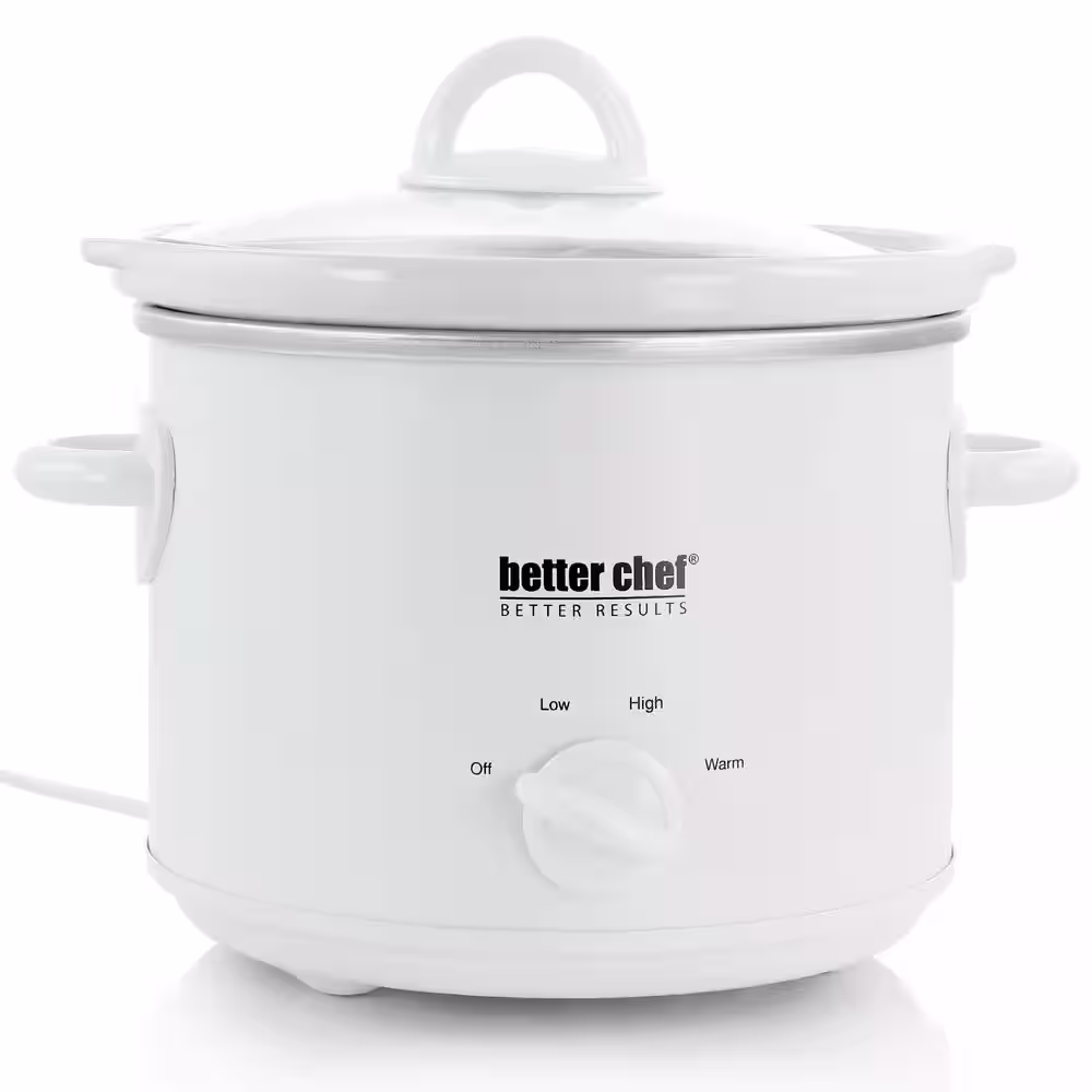 Better Chef 3 qt. Round Slow Cooker with Removable Stoneware Crock in White