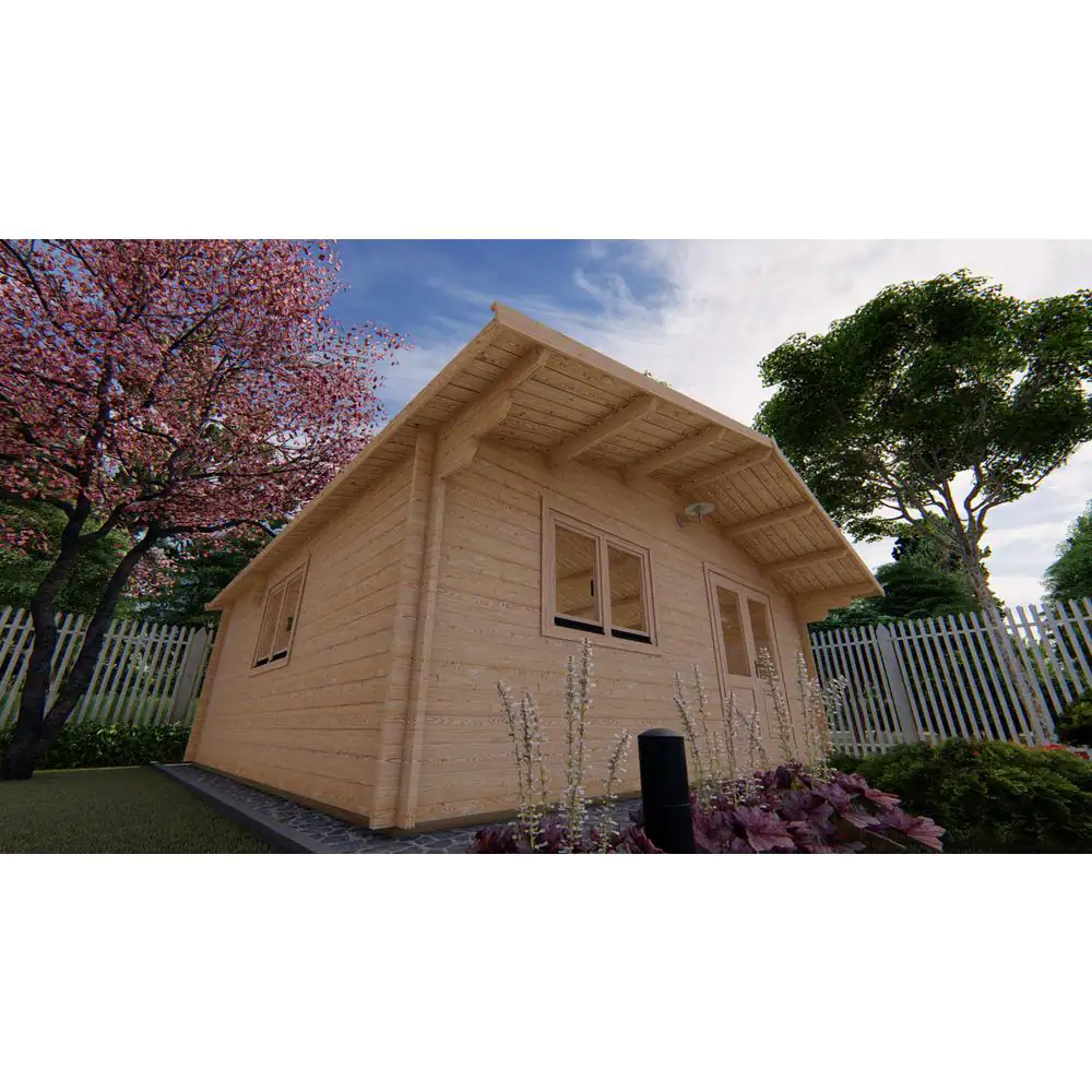 Hud-1 EZ Buildings 19 ft. x 19 ft. Multi-Room Log Cabin D.I.Y. Building kit