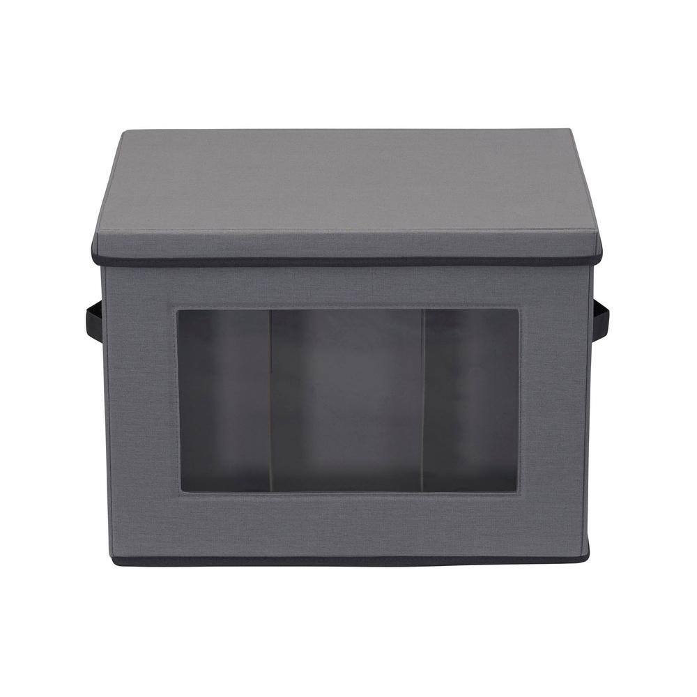 HOUSEHOLD ESSENTIALS Tall Wine Chest in Gray